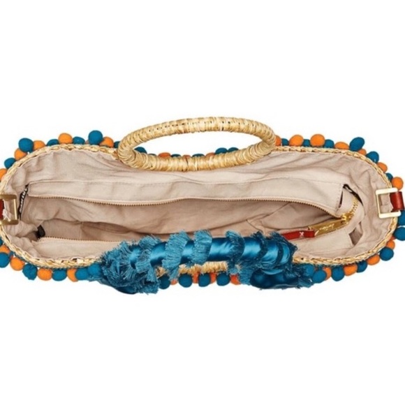 SAM EDELMAN | NWOT Inessa Straw PomPom Satchel Bag - Picture 5 of 8